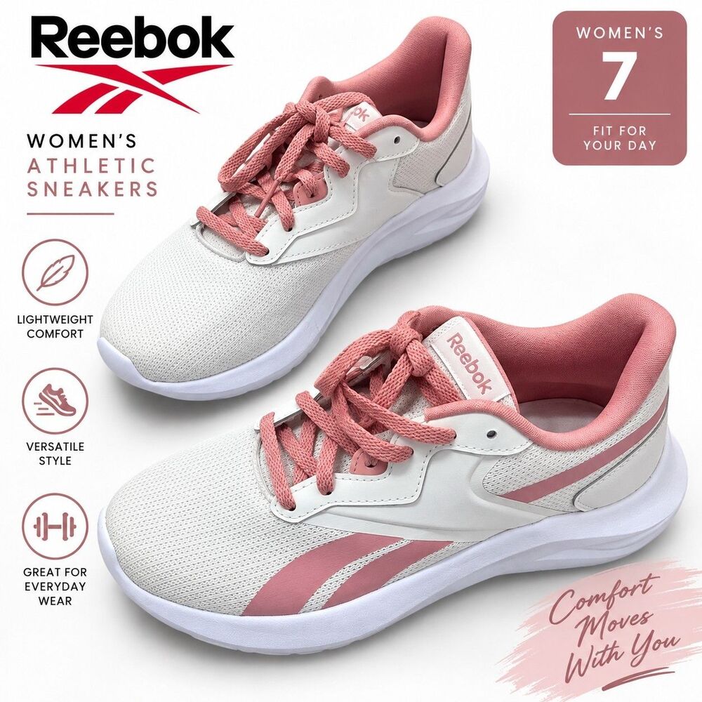 Reebok Women's Sneakers White Pink Athletic Shoes Size 7 Casual Running